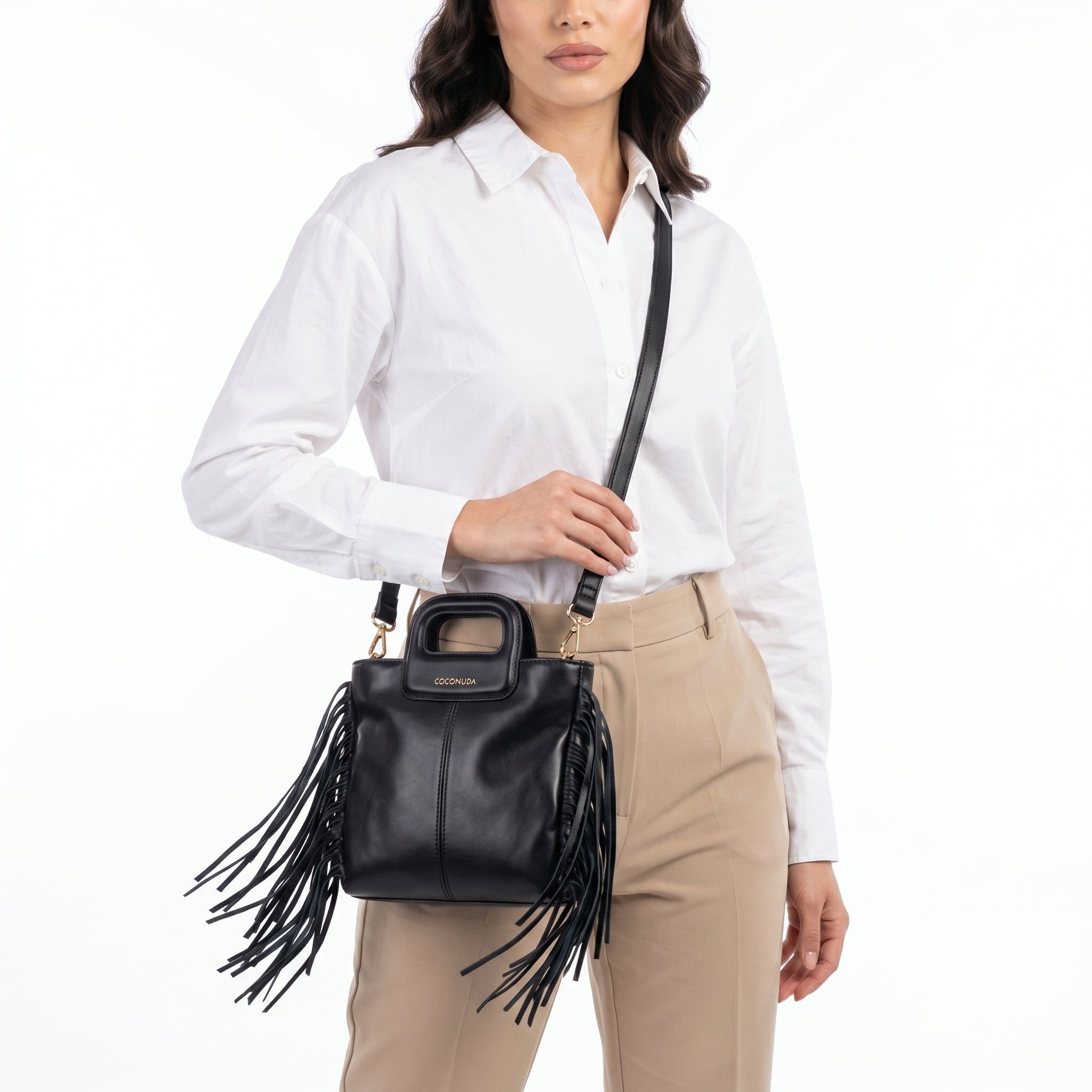 Coconuda Borsa Tote con Frange – Manico Strutturato e Tracolla Removibile - Handbag - Coconuda