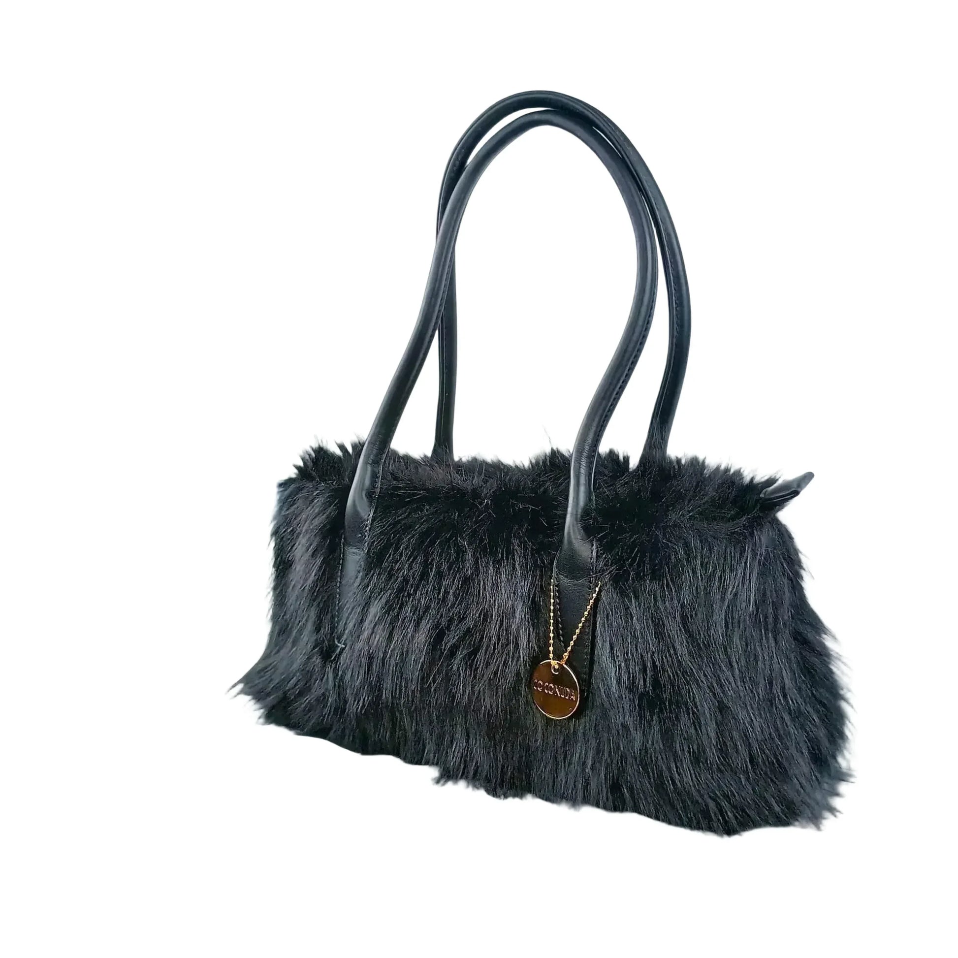 borsa-a-mano-in-pelle-e-pelliccia-sintetica-finta-430 - Stile Donna Bags