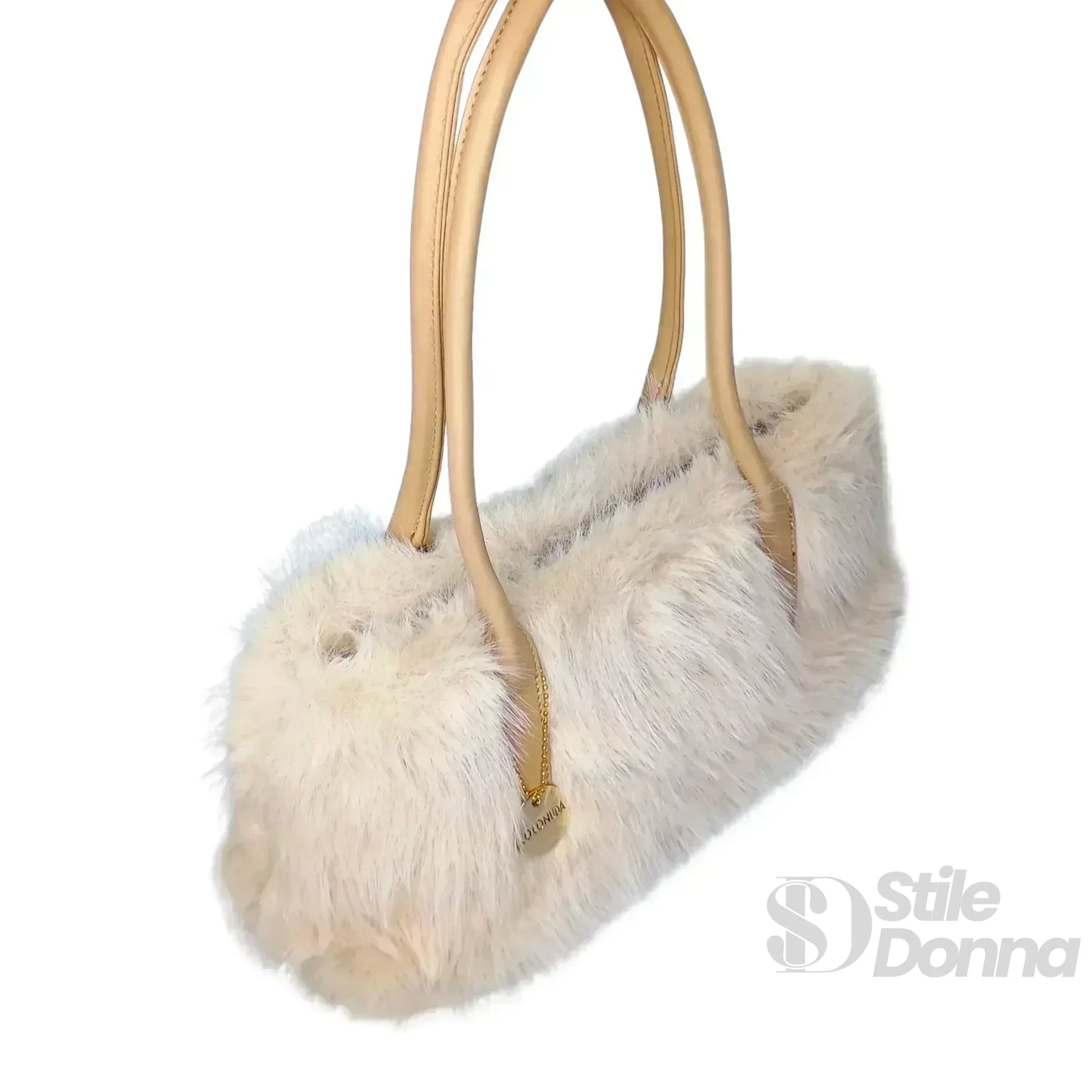 borsa-a-mano-in-pelle-e-pelliccia-sintetica-finta-574 - Stile Donna Bags