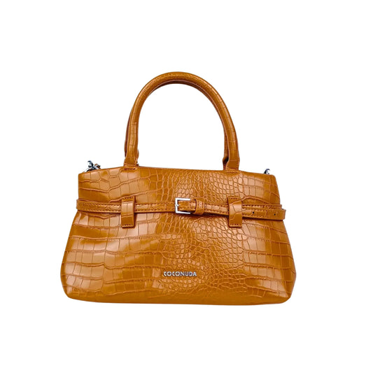 borsa-a-mano-in-pelle-effetto-coccodrillo-marrone-955 - Stile Donna Bags