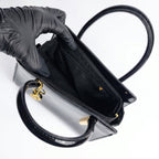 Borsa a Mano in Pelle Verniciata Lucida con Dettagli Dorati - Stile Donna Bags