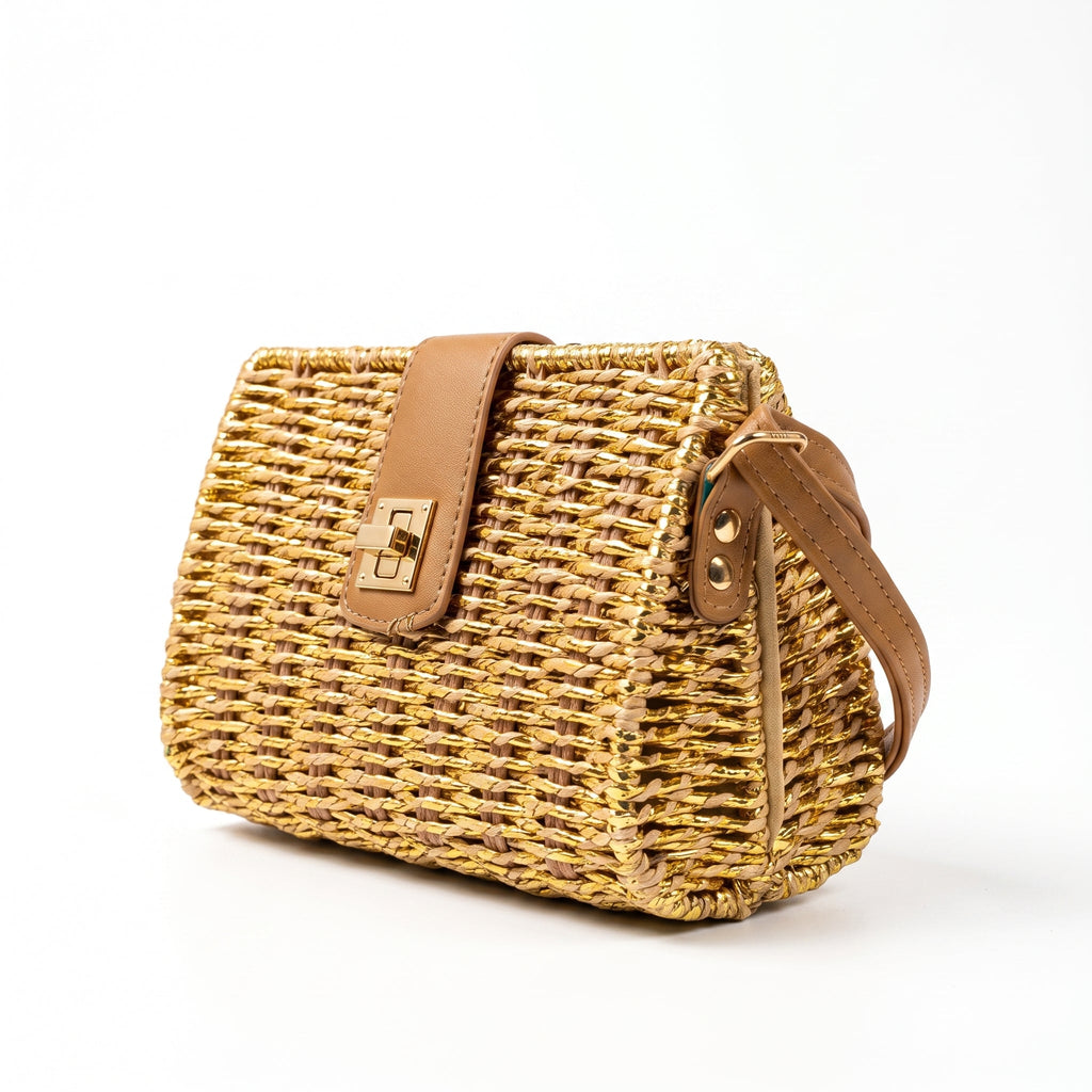 Borsa a Mano Intrecciata in Paglia Naturale - Stile Donna Bags