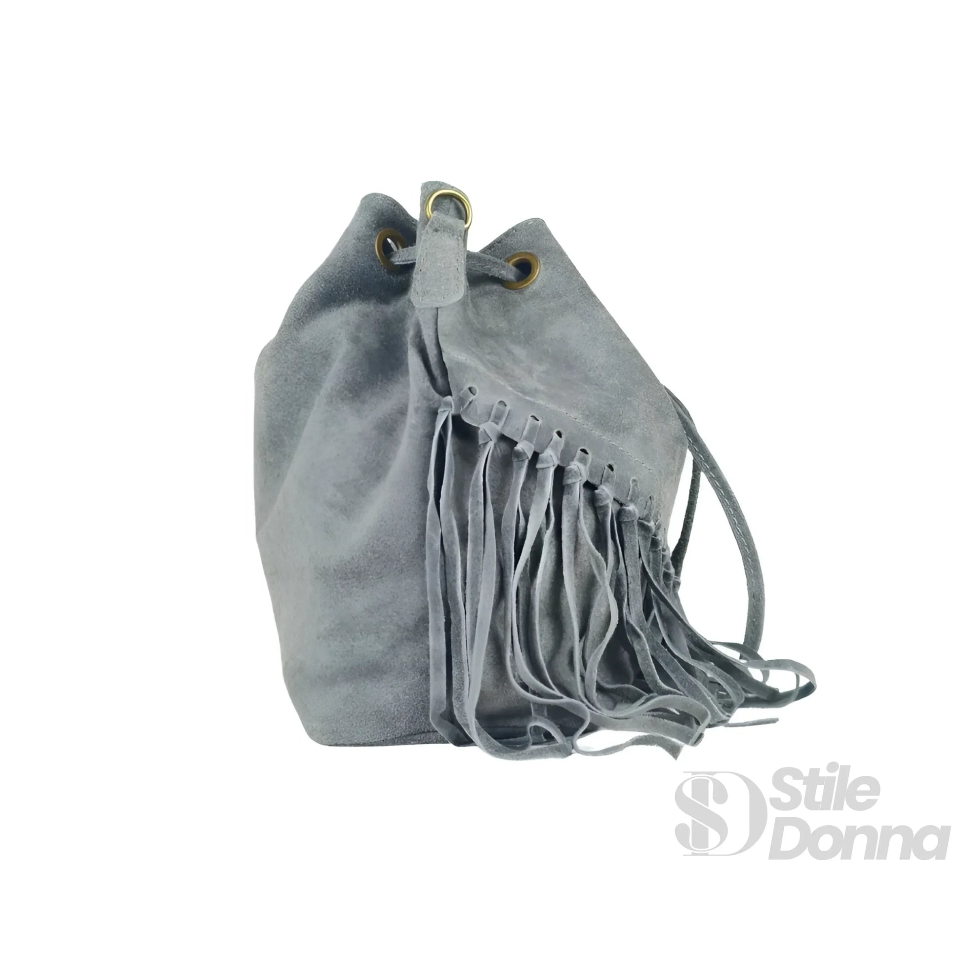 borsa-a-secchiello-in-camoscio-con-frange-tracolla-suede-249 - Stile Donna Bags