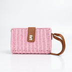 Borsa a Spalla Intrecciata in Paglia con Tracolla Ecopelle e Dettagli Dorati - Stile Donna Bags
