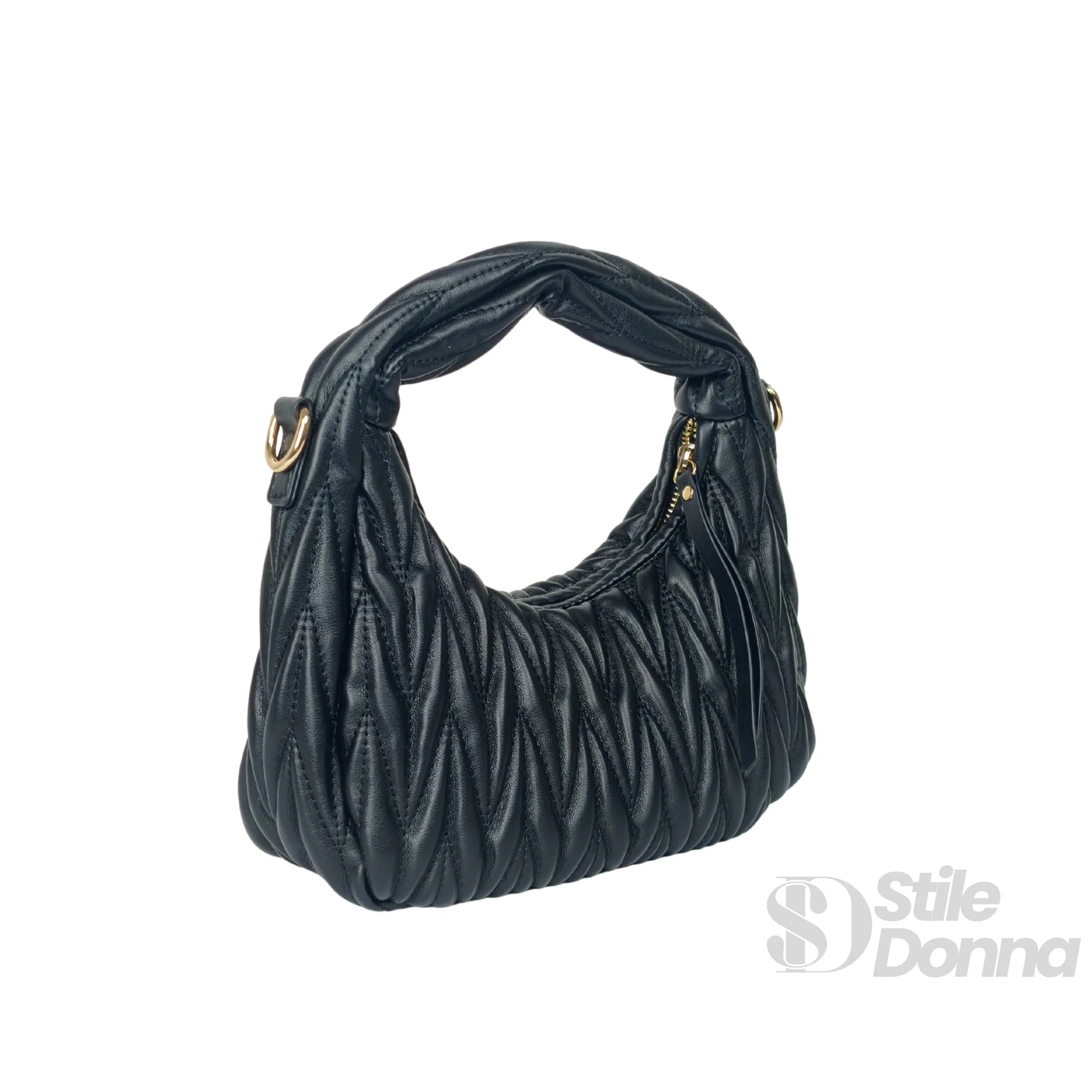 borsa-a-spalla-trapuntata-midnight-beige-con-manico-spirale-tracolla-572 - Stile Donna Bags