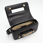 Borsa a Tracolla Charro con Logo in Metallo Dorato - Stile Donna Bags