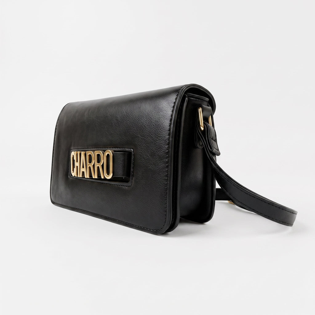 Borsa a Tracolla Charro con Logo in Metallo Dorato - Stile Donna Bags