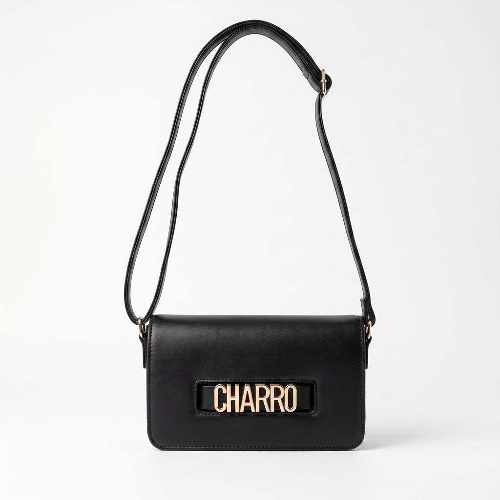 Borsa a Tracolla Charro con Logo in Metallo Dorato - Stile Donna Bags