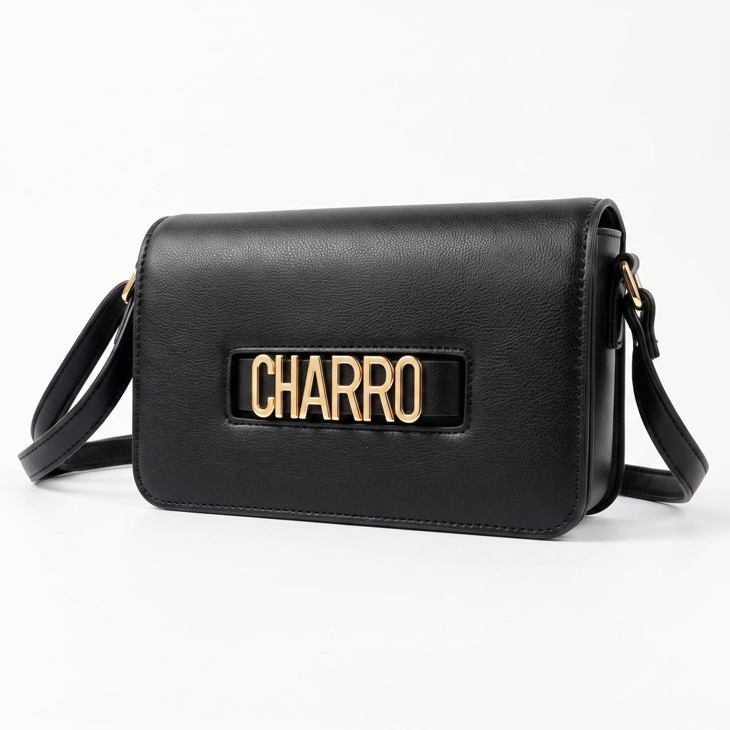 Borsa a Tracolla Charro con Logo in Metallo Dorato - Stile Donna Bags