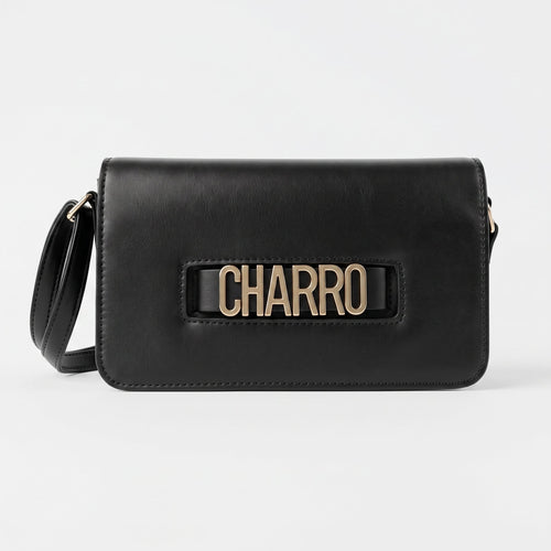 Borsa a Tracolla Charro con Logo in Metallo Dorato - Stile Donna Bags