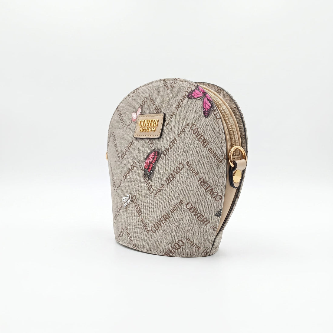 Coveri Active kulatá crossbody kabelka s monogramem a motýly