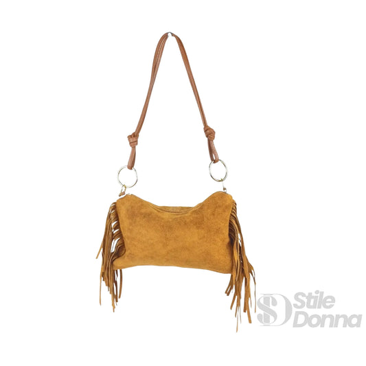 borsa-a-tracolla-in-camoscio-con-frange-boho-267 - Stile Donna Bags