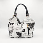 Borsa Adelina a Mano in Canvas Farfalle con Manici Intrecciati e Charm - Stile Donna Bags