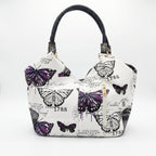 Borsa Adelina a Mano in Canvas Farfalle con Manici Intrecciati e Charm - Stile Donna Bags