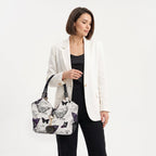 Borsa Adelina a Mano in Canvas Farfalle con Manici Intrecciati e Charm - Stile Donna Bags