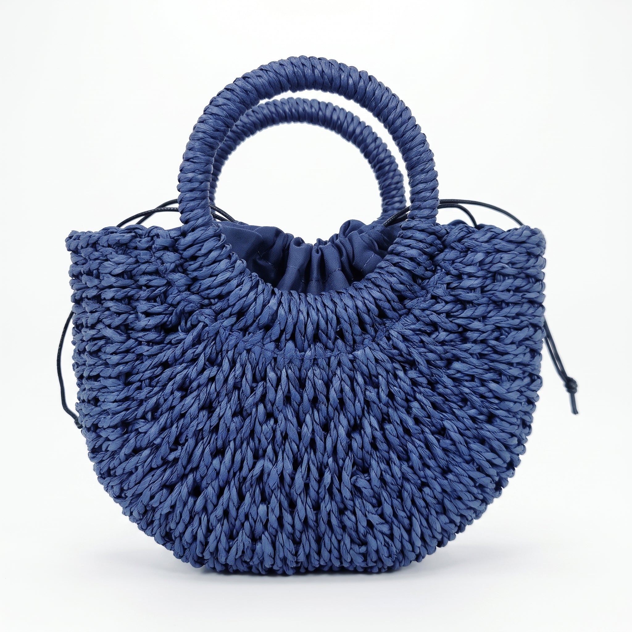 Borsa Alessia Semilunare in Rafia con Manici Circolari e Tracolla – Stile Donna - Stile Donna Bags