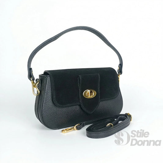 borsa-bella-nova-crossbody-in-vera-pelle-e-camoscio-a-tracolla-nera-610 - Stile Donna Bags