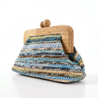 Borsa Caterina a Tracolla in Rafia con Cornice in Legno e Catena Dorata – Stile Donna - Stile Donna Bags