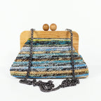 Borsa Caterina a Tracolla in Rafia con Cornice in Legno e Catena Dorata – Stile Donna - Stile Donna Bags