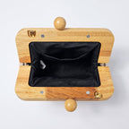 Borsa Caterina a Tracolla in Rafia con Cornice in Legno e Catena Dorata – Stile Donna - Stile Donna Bags