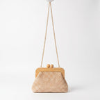 Borsa Caterina a Tracolla in Rafia con Cornice in Legno e Catena Dorata – Stile Donna - Stile Donna Bags