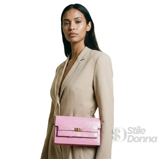 borsa-da-donna-online-con-texture-coccodrillo-rosa-a-tracolla-136 - Stile Donna Bags