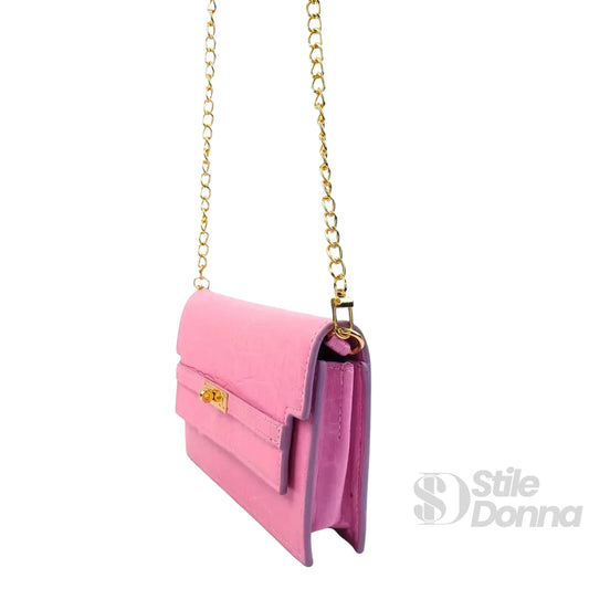 borsa-da-donna-online-con-texture-coccodrillo-rosa-a-tracolla-pelle-731 - Stile Donna Bags