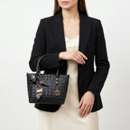 Borsa della Spesa in Ecopelle Nera Intrecciata con Dettaglio Sciarpa - Stile Donna Bags
