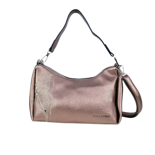 borsa-donna-in-pelle-rosa-oro-metallizzato-con-perline-a-mano-spalla-514 - Stile Donna Bags