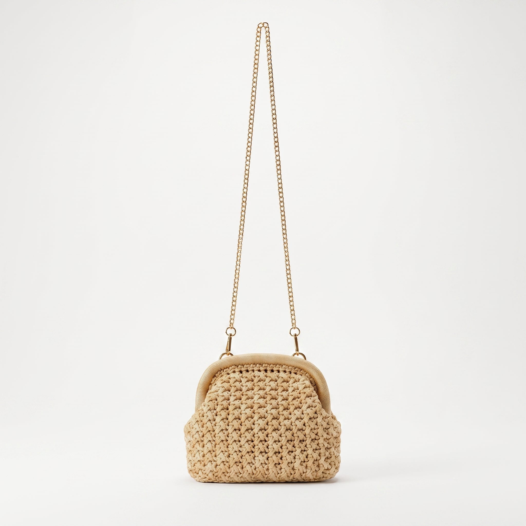 Borsa Fiorella in Crochet con Chiusura a Clip e Catena Dorata – Stile Donna - Stile Donna Bags