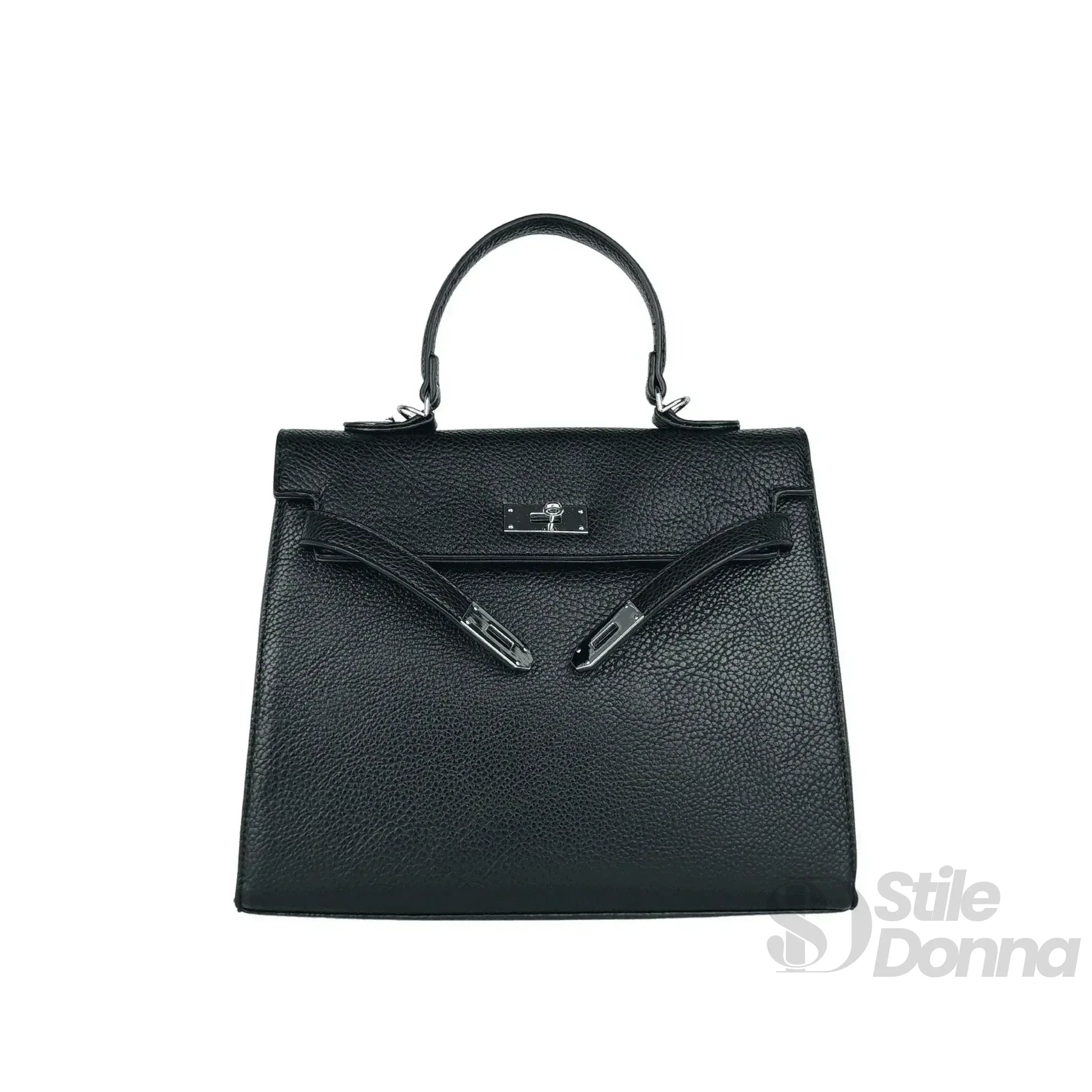 borsa-gialla-con-dettagli-in-metallo-argentato-a-mano-kelly-pelle-553 - Stile Donna Bags
