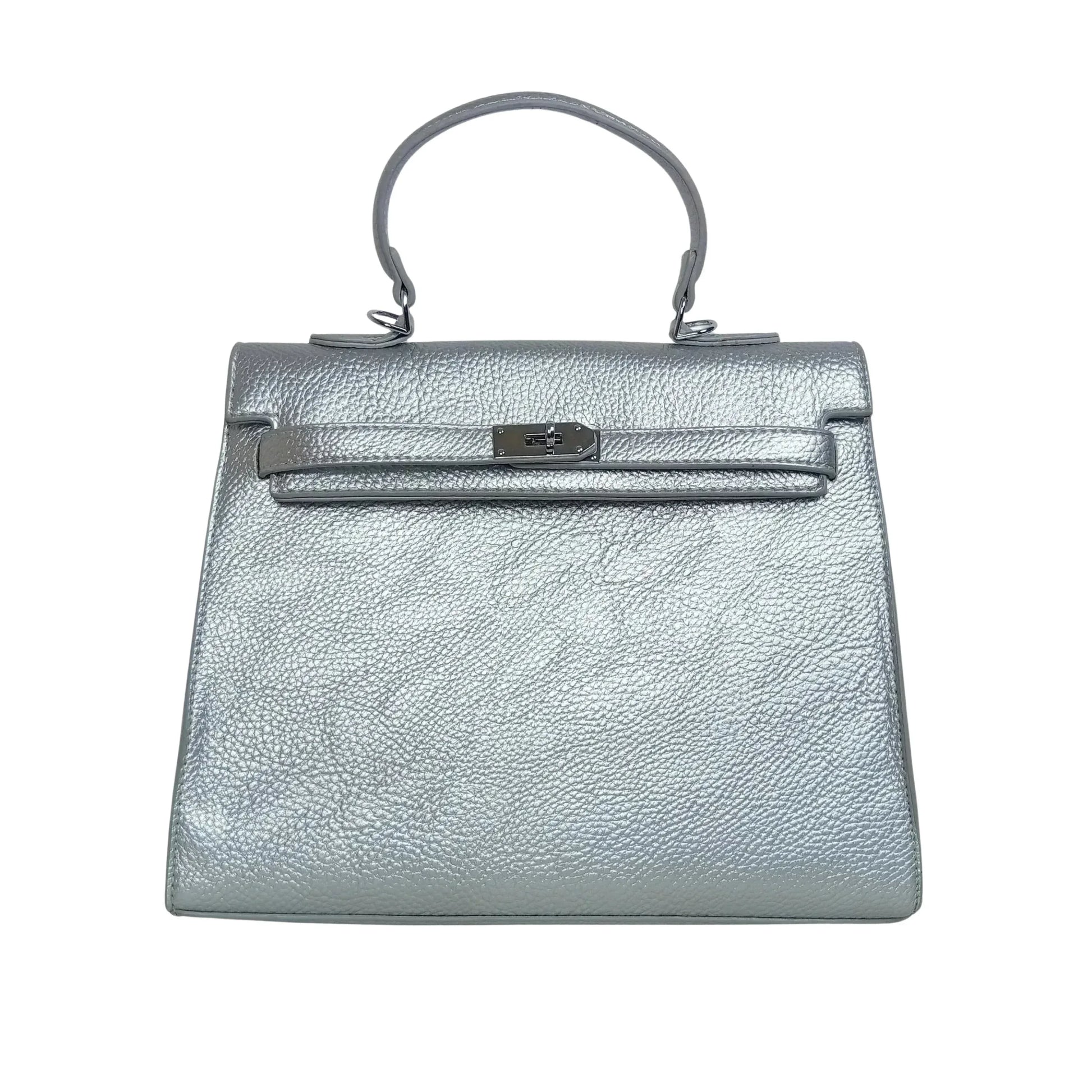 borsa-gialla-con-dettagli-in-metallo-argentato-a-mano-kelly-pelle-626 - Stile Donna Bags