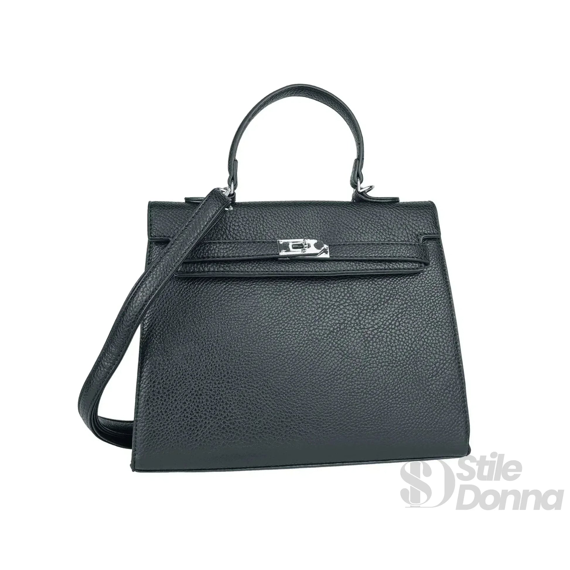borsa-gialla-con-dettagli-in-metallo-argentato-a-mano-kelly-pelle-776 - Stile Donna Bags
