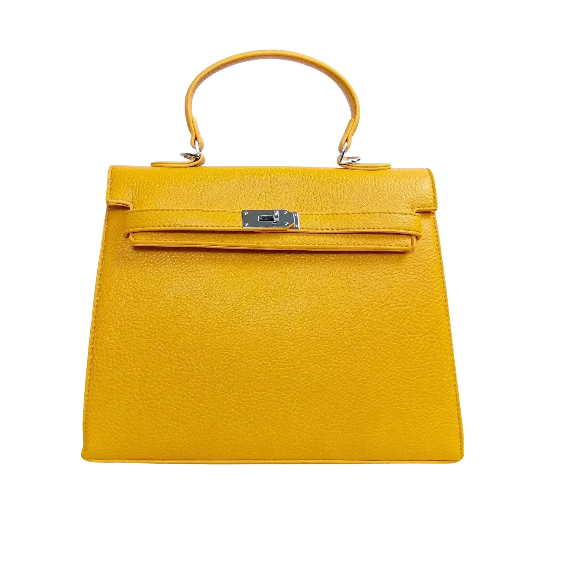 borsa-gialla-con-dettagli-in-metallo-argentato-a-mano-pelle-giallo-979 - Stile Donna Bags