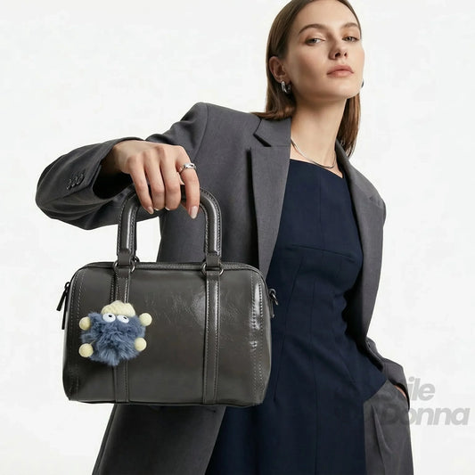 borsa-grigio-scuro-in-ecopelle-con-tracolla-removibile-a-mano-371 - Stile Donna Bags