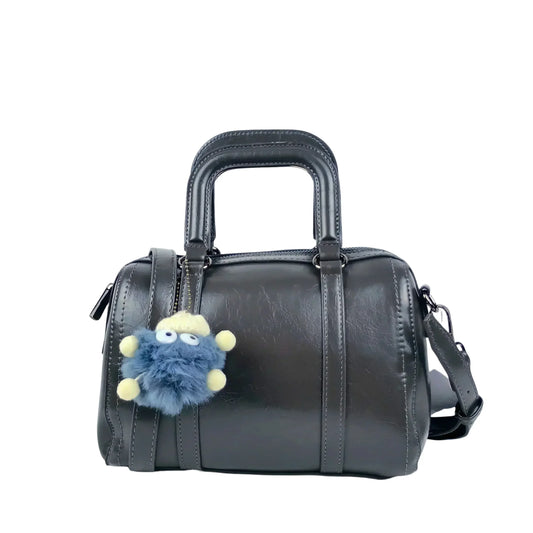 borsa-grigio-scuro-in-ecopelle-con-tracolla-removibile-a-mano-402 - Stile Donna Bags