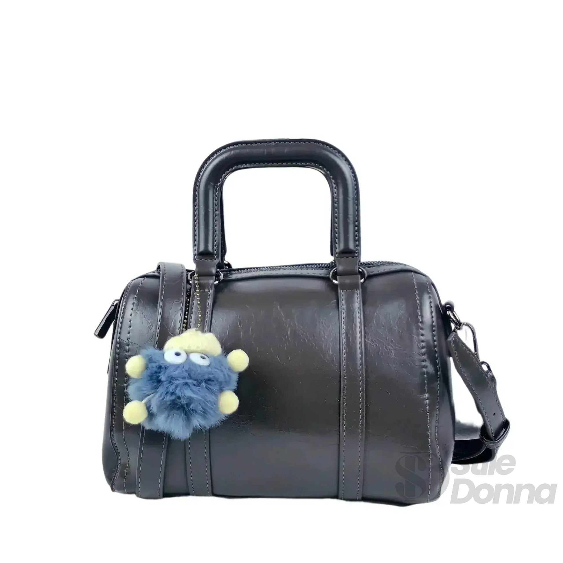 borsa-grigio-scuro-in-ecopelle-con-tracolla-removibile-a-mano-pelle-660 - Stile Donna Bags