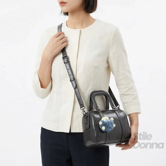 borsa-grigio-scuro-in-ecopelle-con-tracolla-removibile-a-mano-pelle-849 - Stile Donna Bags