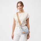 Borsa Hobo Sweet Years in Denim Jacquard con Catena e Tracolla Larga - Stile Donna Bags