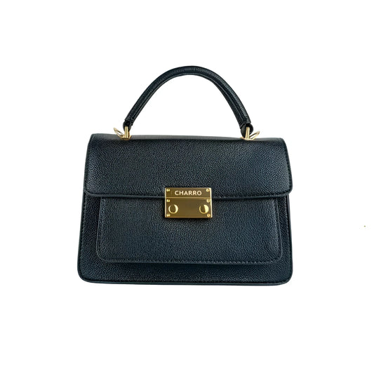 borsa-in-pelle-nera-charro-con-tracolla-a-mano-932 - Stile Donna Bags