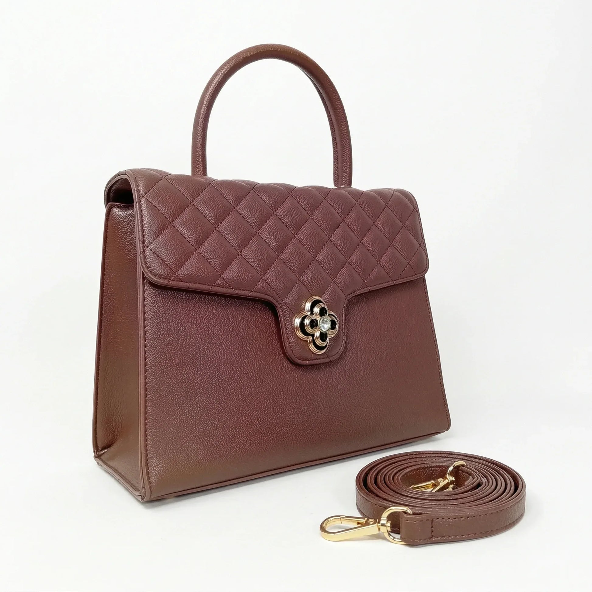 borsa-in-pelle-pu-con-chiusura-a-quadrifoglio-mano-trapuntata_202604010930 - Stile Donna Bags