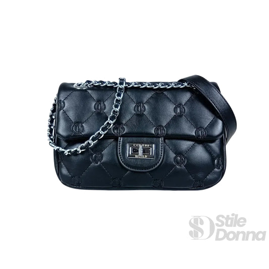borsa-in-pelle-pu-con-tracolla-a-catena-argento-mano-303 - Stile Donna Bags