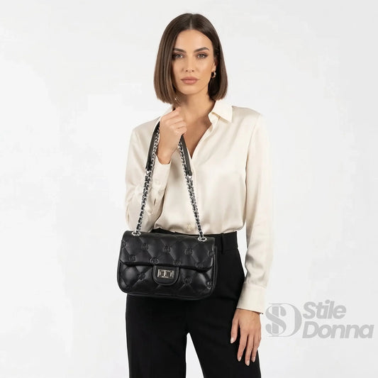 borsa-in-pelle-pu-con-tracolla-a-catena-argento-mano-961 - Stile Donna Bags