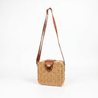 Borsa Intrecciata a Scatola in Paglia e Ecopelle - Stile Donna Bags
