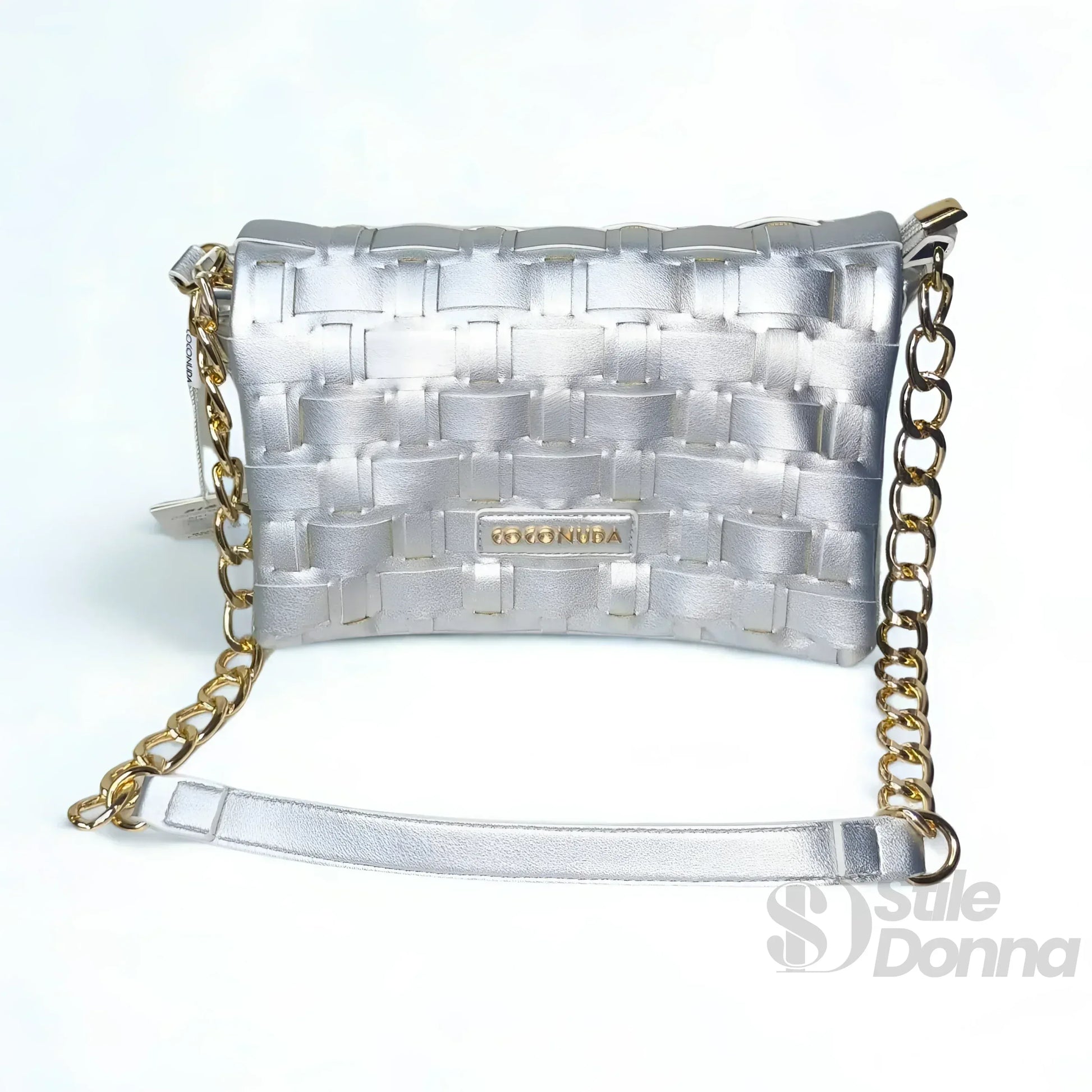 borsa-intrecciata-argento-coconuda-a-tracolla-pelle-491 - Stile Donna Bags