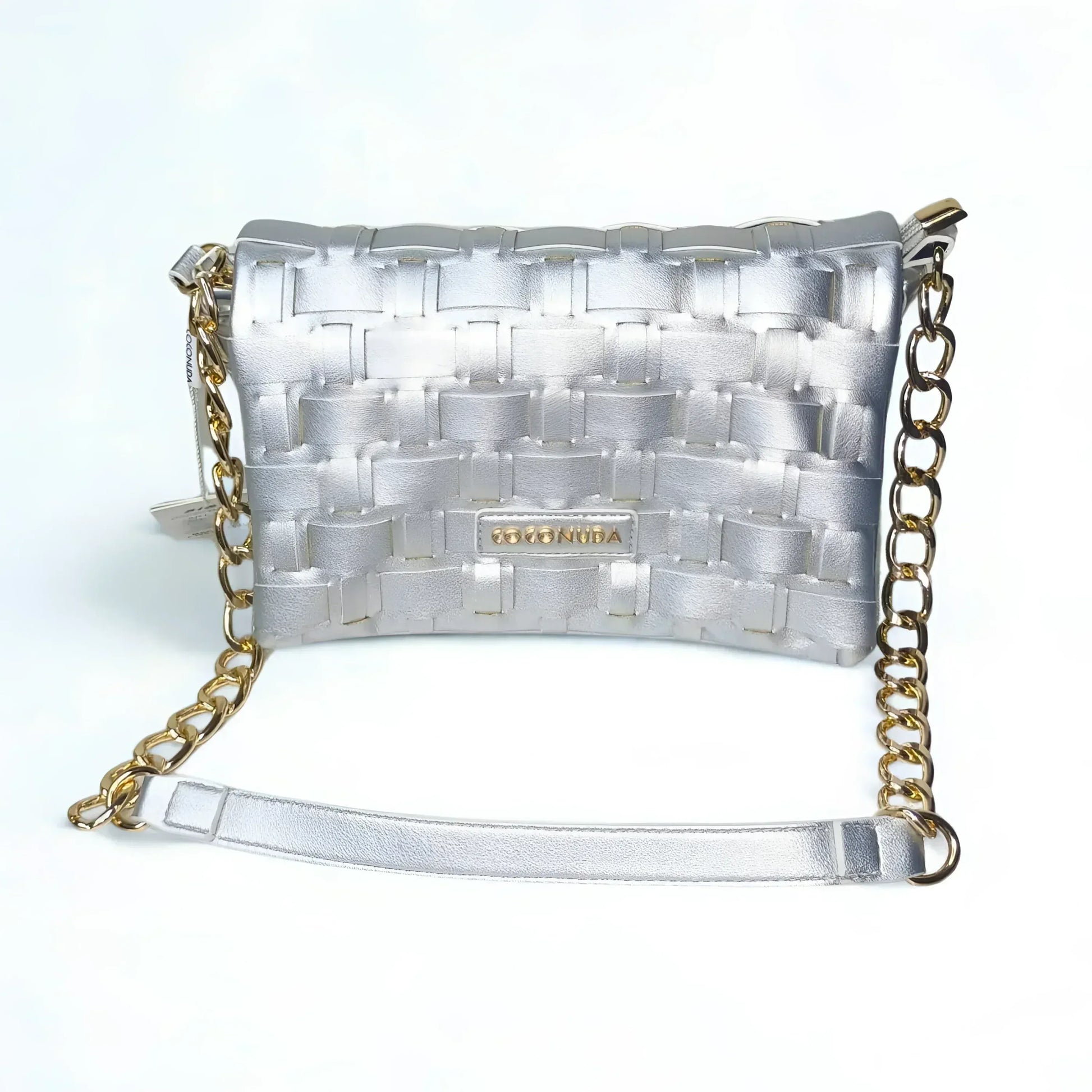 borsa-intrecciata-argento-coconuda-a-tracolla-pelle-530 - Stile Donna Bags