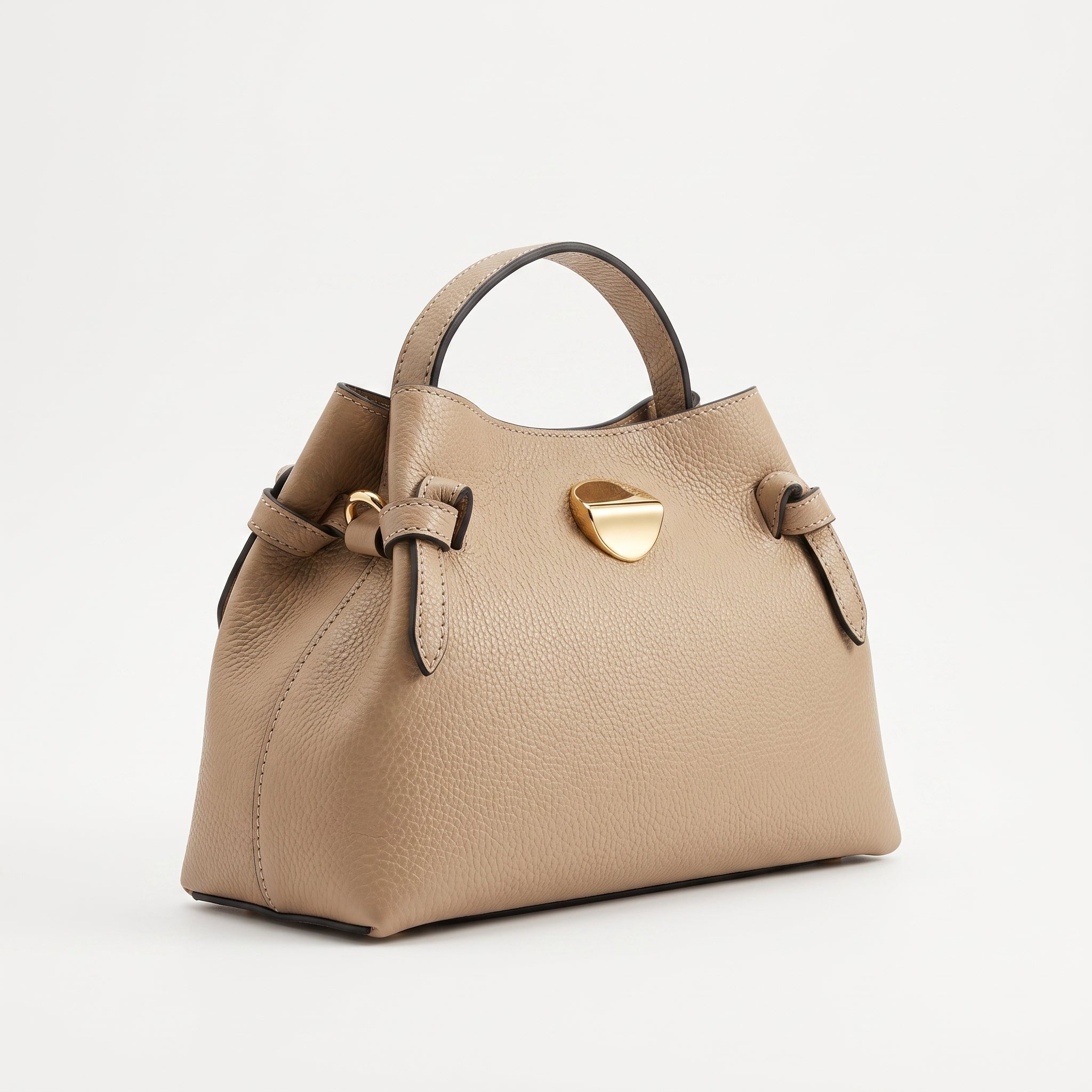 Borsa Livia in Vera Pelle – Disco Oro e Tracolla Regolabile - Stile Donna Bags