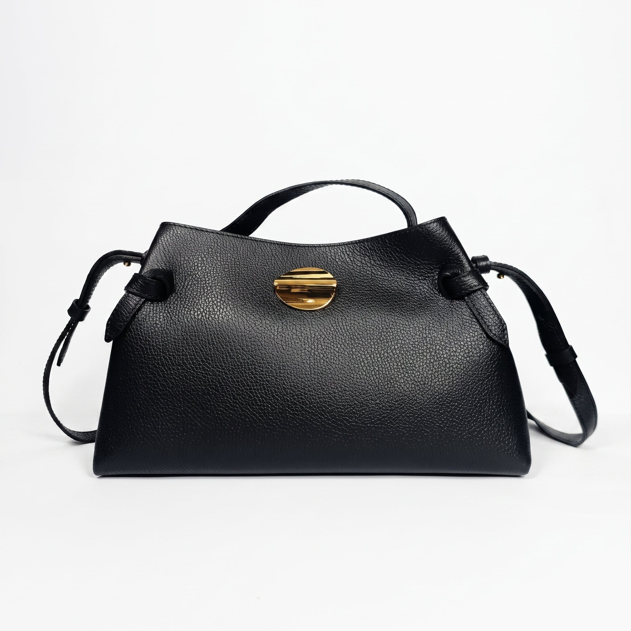 Borsa Livia in Vera Pelle – Disco Oro e Tracolla Regolabile - Stile Donna Bags