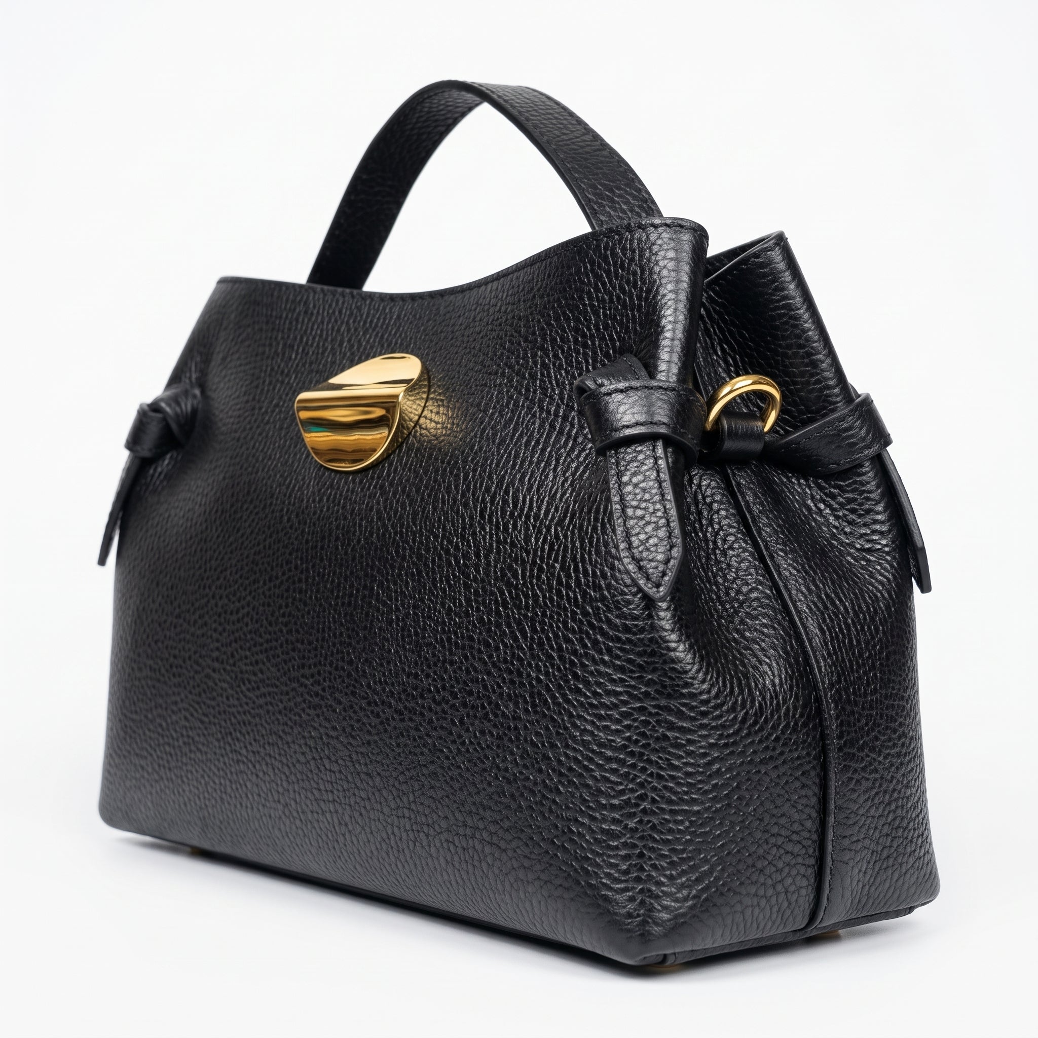 Borsa Livia in Vera Pelle – Disco Oro e Tracolla Regolabile - Stile Donna Bags
