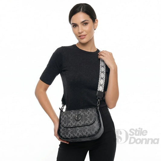 borsa-saddle-handbag-charro-con-tracolla-ms-3594-a-mano-nera-609 - Stile Donna Bags